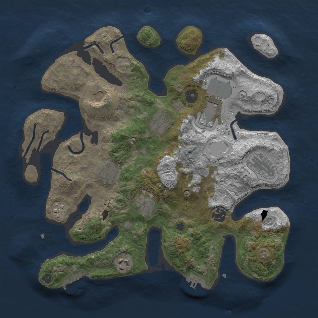 Rust Map: Procedural Map, Size: 3500, Seed: 793144888, 17 Monuments