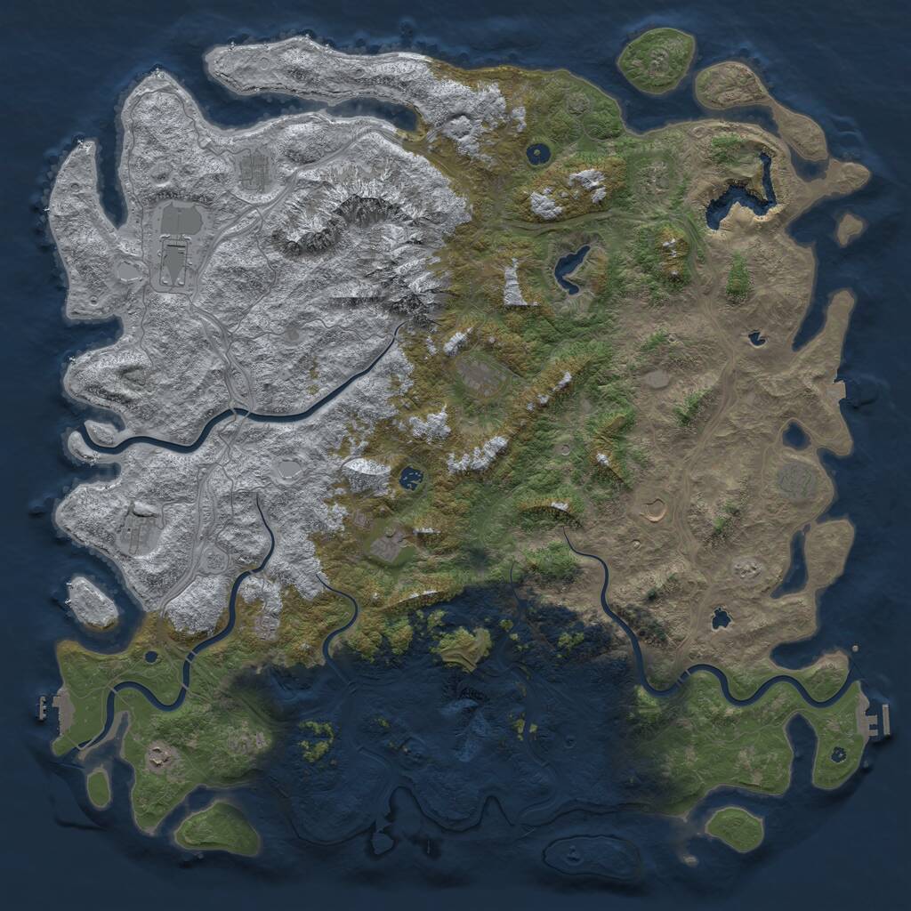 Rust Map: Procedural Map, Size: 6000, Seed: 71770401, 17 Monuments