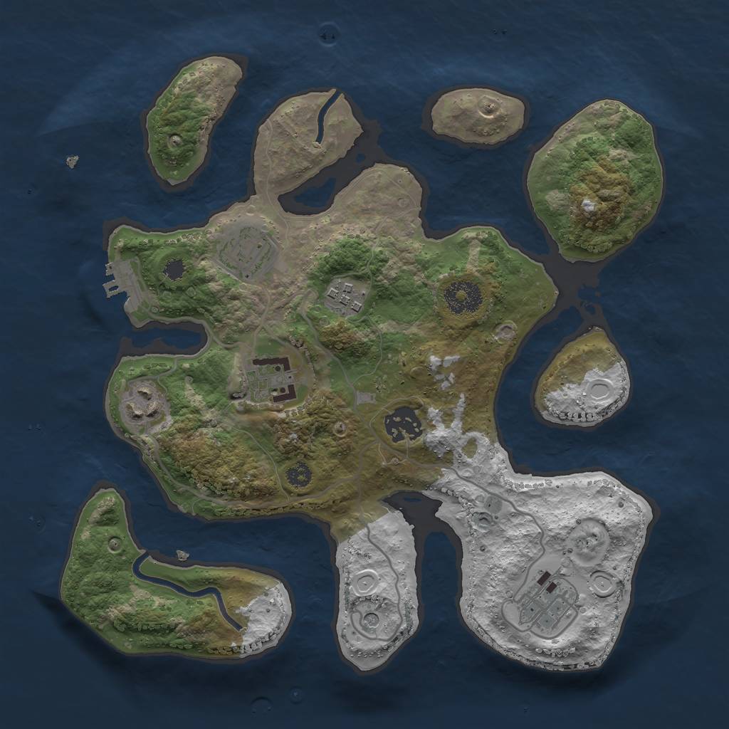 Rust Map: Procedural Map, Size: 3000, Seed: 1168814685, 13 Monuments