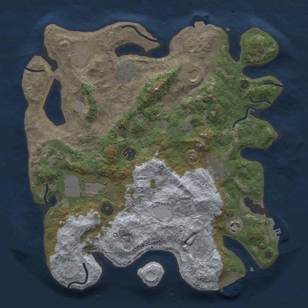 Rust Map: Procedural Map, Size: 3700, Seed: 1633154240, 18 Monuments