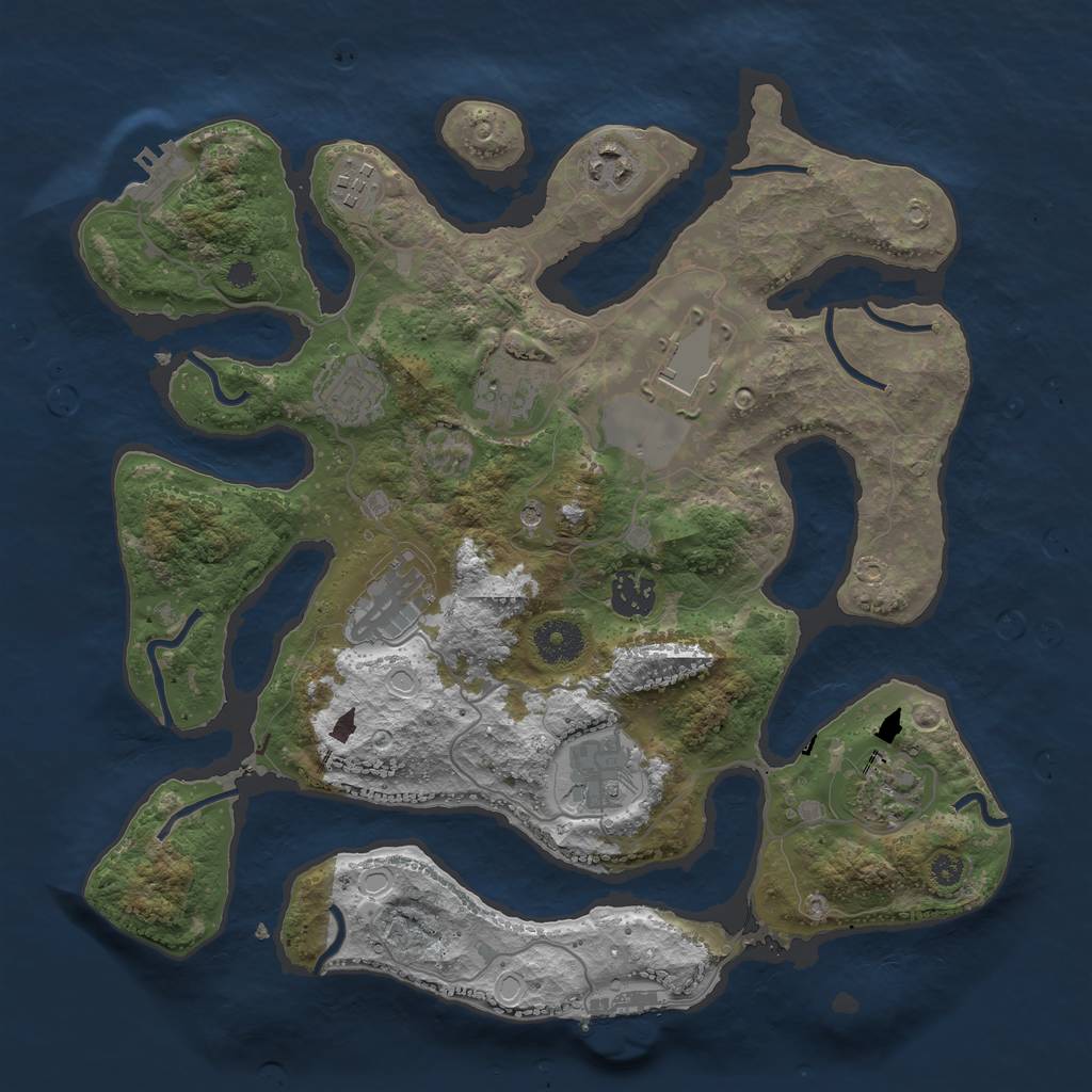 Rust Map: Procedural Map, Size: 3500, Seed: 1065690127, 17 Monuments