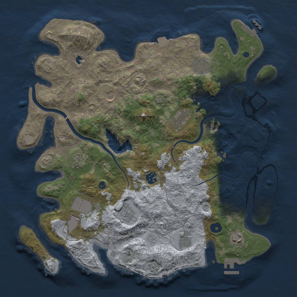 Rust Map: Procedural Map, Size: 4000, Seed: 127777, 16 Monuments