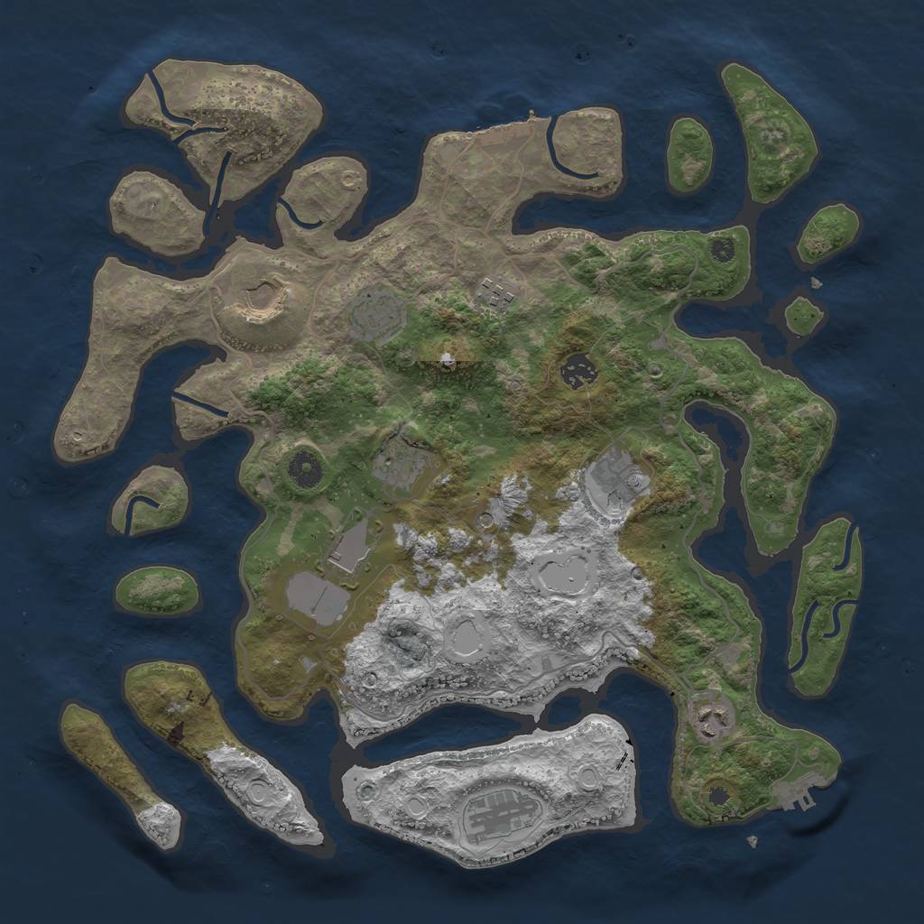 Rust Map: Procedural Map, Size: 4000, Seed: 127777, 17 Monuments