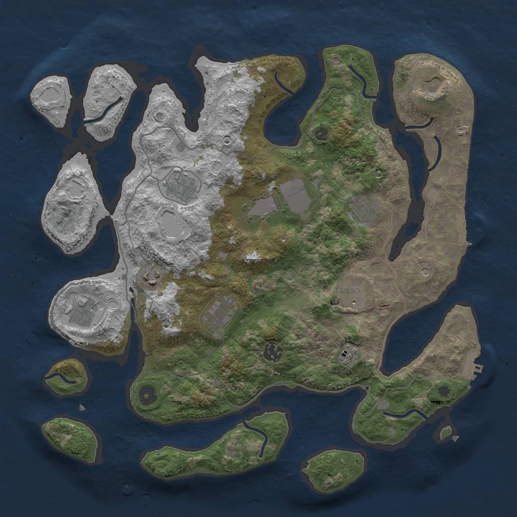 Rust Map: Procedural Map, Size: 4000, Seed: 490748, 18 Monuments