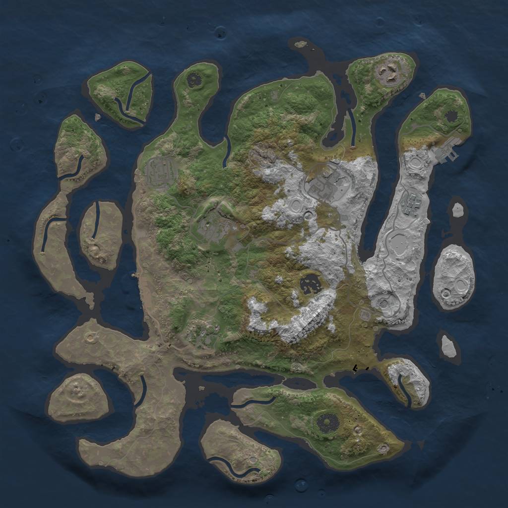 Rust Map: Procedural Map, Size: 3600, Seed: 93493545, 15 Monuments