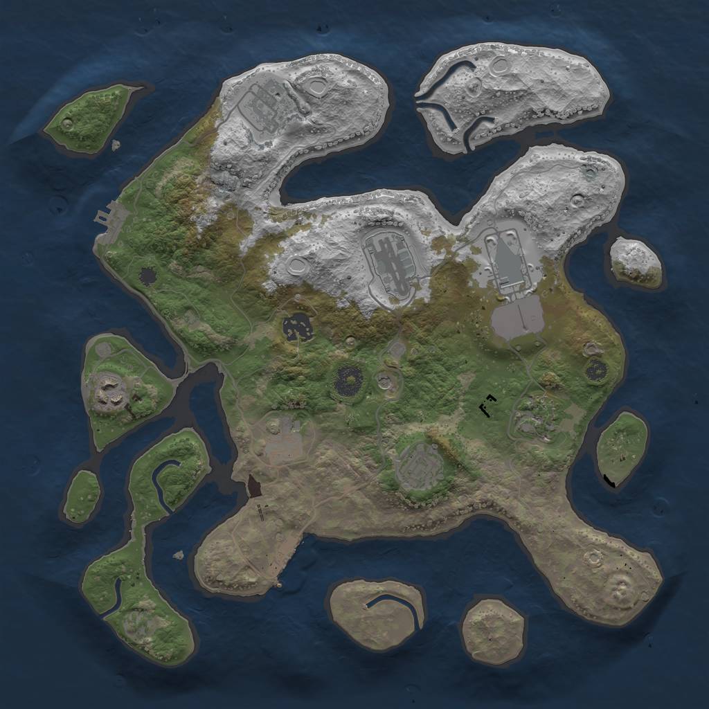 Rust Map: Procedural Map, Size: 3500, Seed: 521478, 16 Monuments