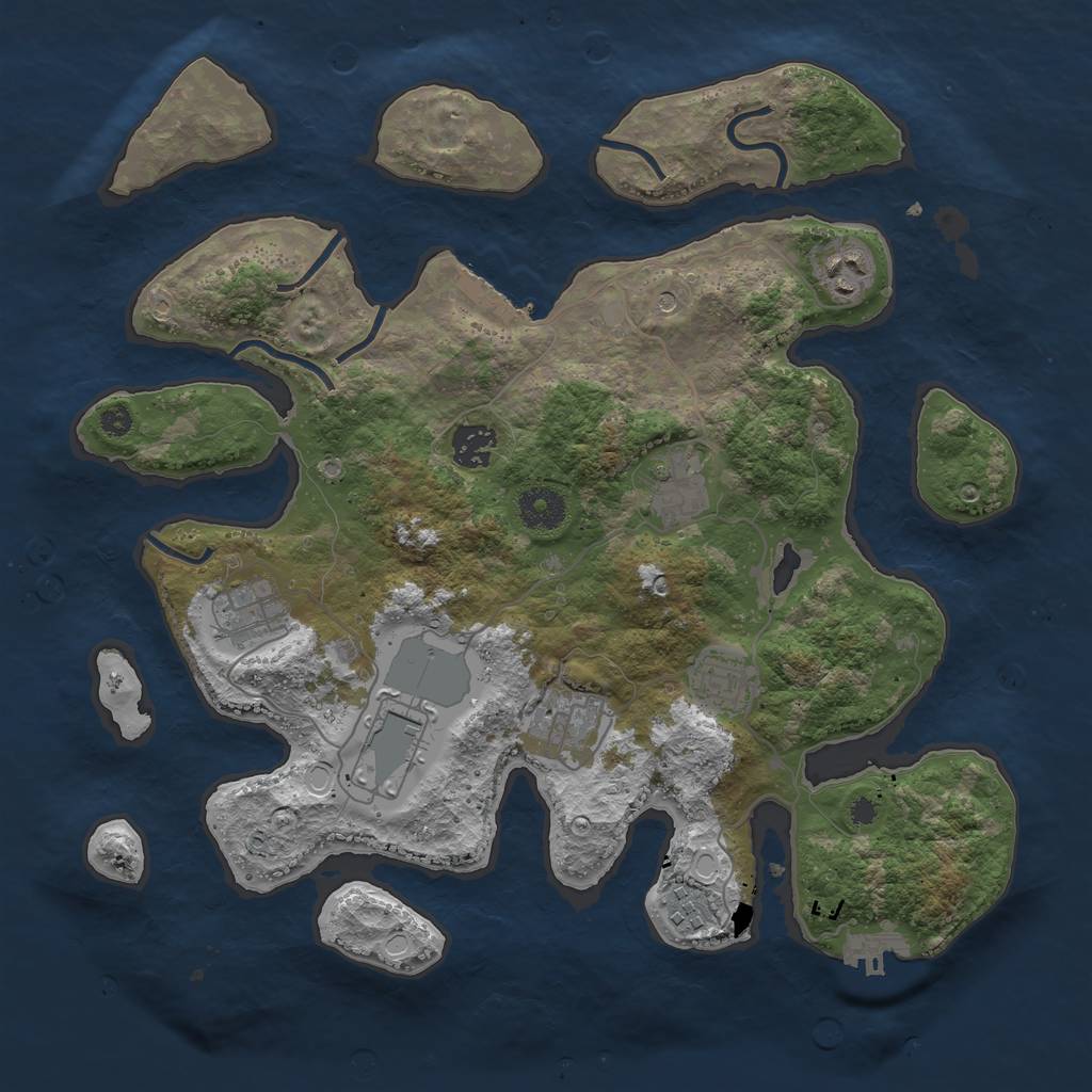 Rust Map: Procedural Map, Size: 3600, Seed: 67744666, 16 Monuments