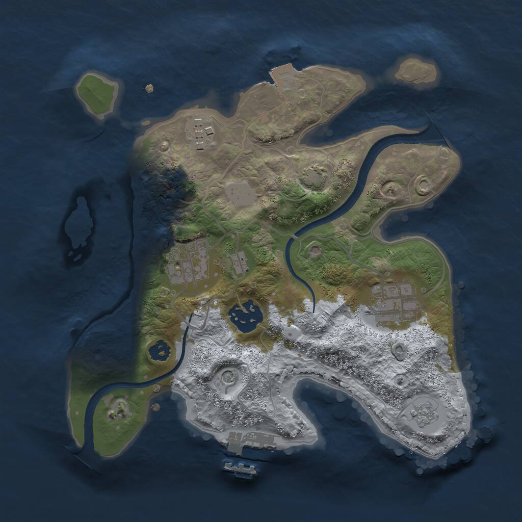 Rust Map: Procedural Map, Size: 2500, Seed: 258747, 9 Monuments