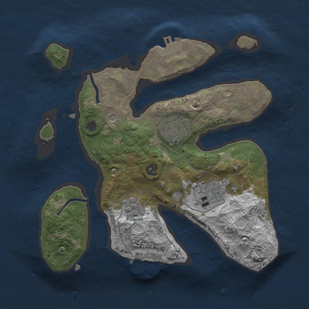 Rust Map: Procedural Map, Size: 2500, Seed: 258747, 11 Monuments