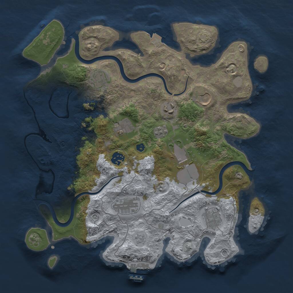 Rust Map: Procedural Map, Size: 3500, Seed: 2110, 14 Monuments