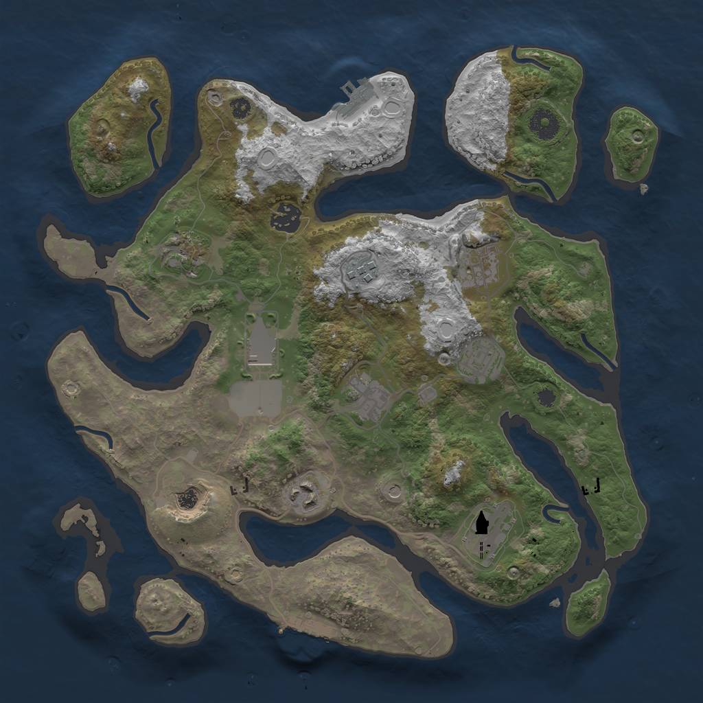 Rust Map: Procedural Map, Size: 3500, Seed: 2086628300, 18 Monuments