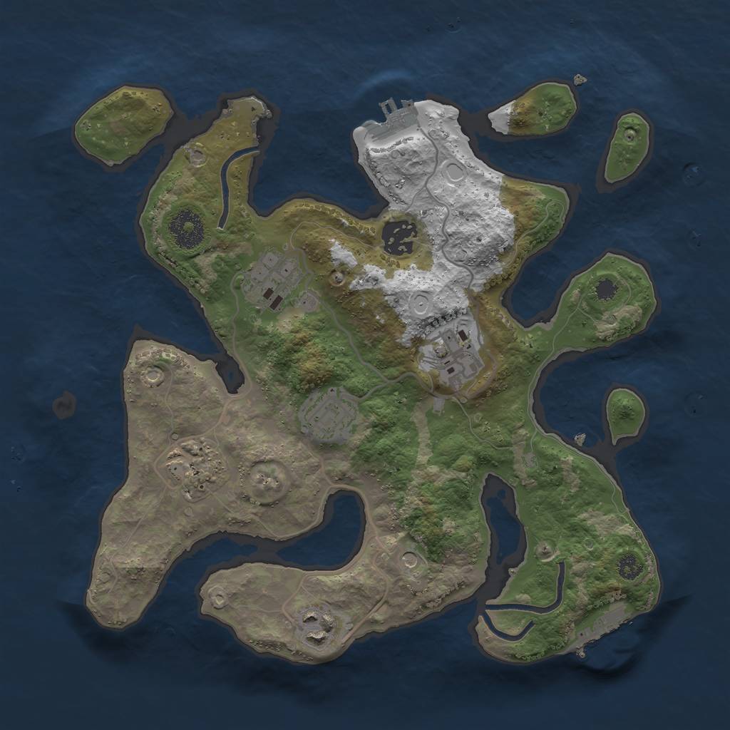 Rust Map: Procedural Map, Size: 3000, Seed: 54242681, 14 Monuments