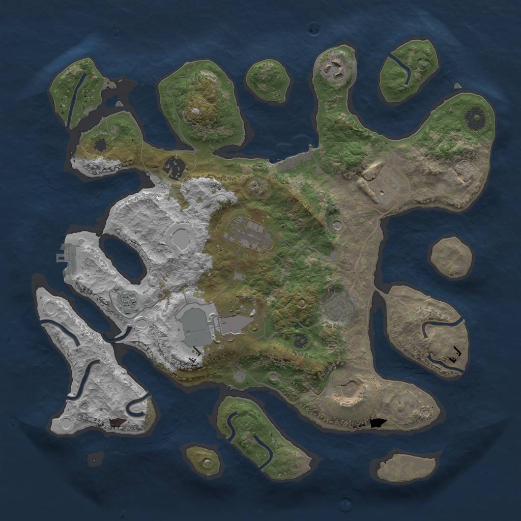 Rust Map: Procedural Map, Size: 3600, Seed: 140487000, 16 Monuments