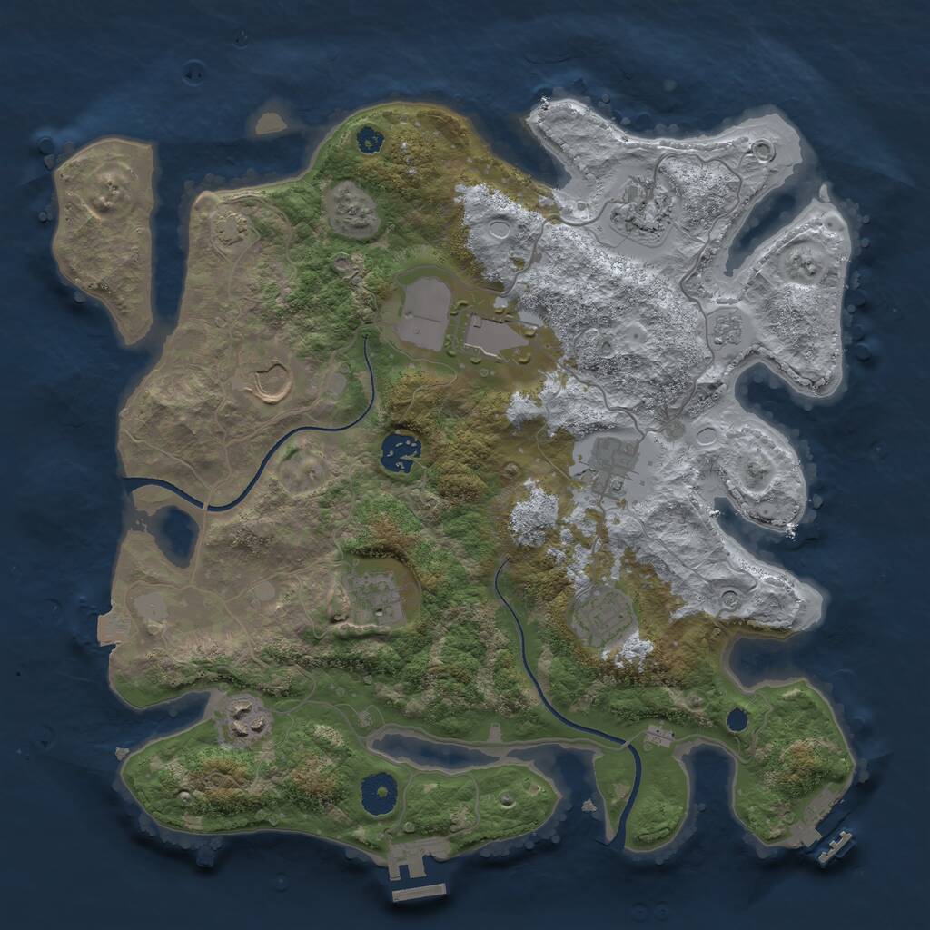 Rust Map: Procedural Map, Size: 3500, Seed: 888446111, 14 Monuments