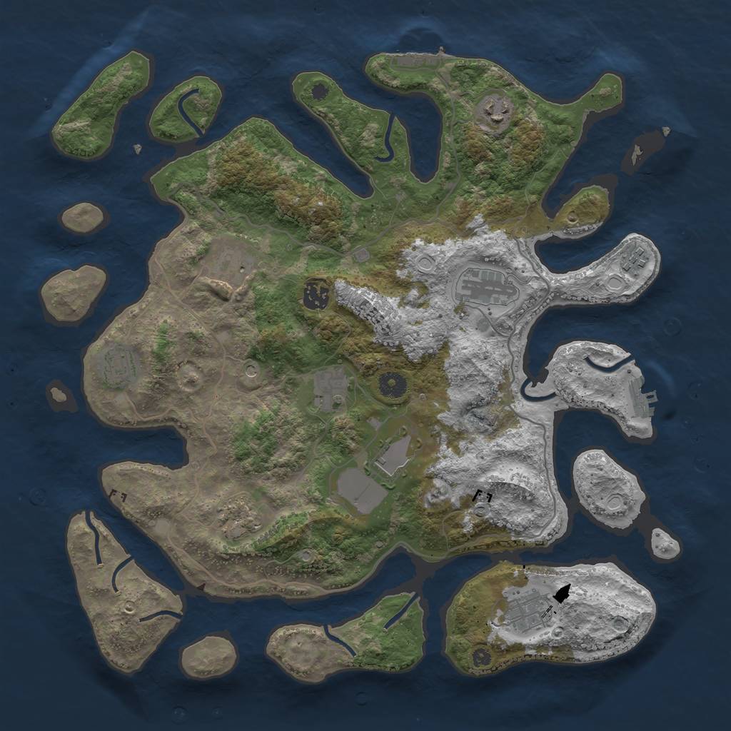 Rust Map: Procedural Map, Size: 4000, Seed: 496766, 18 Monuments