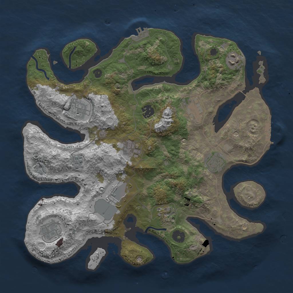 Rust Map: Procedural Map, Size: 3500, Seed: 1628740330, 18 Monuments