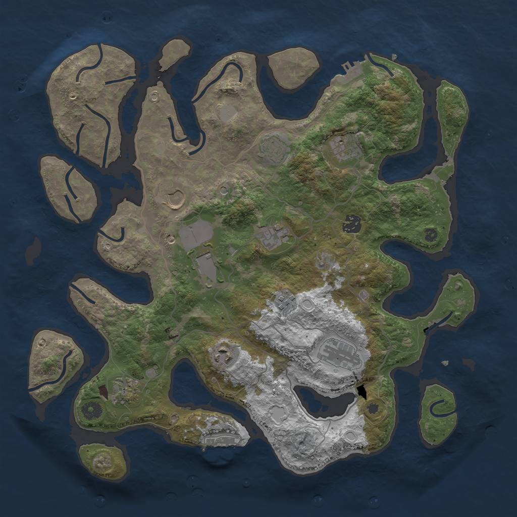 Rust Map: Procedural Map, Size: 4000, Seed: 5666444, 18 Monuments