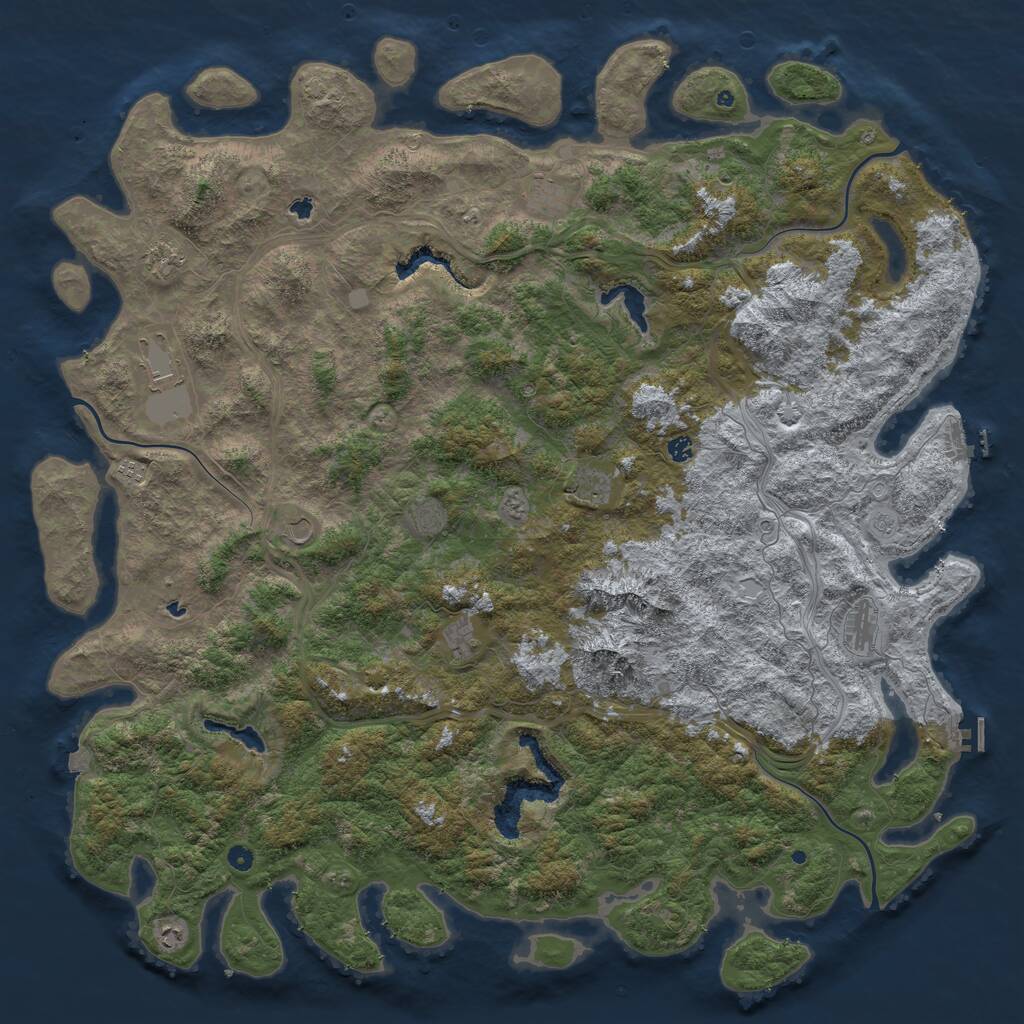 Rust Map: Procedural Map, Size: 6000, Seed: 84561, 17 Monuments