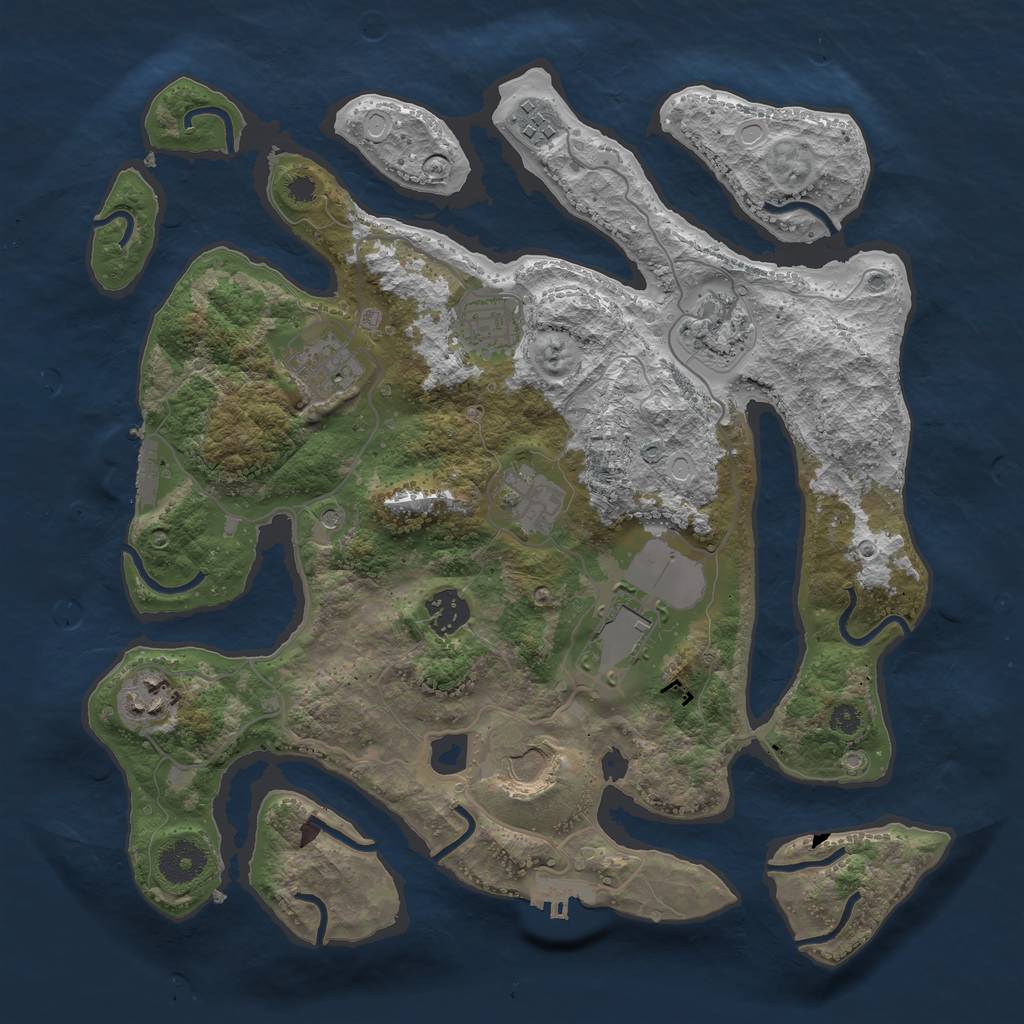 Rust Map: Procedural Map, Size: 3500, Seed: 13829, 17 Monuments