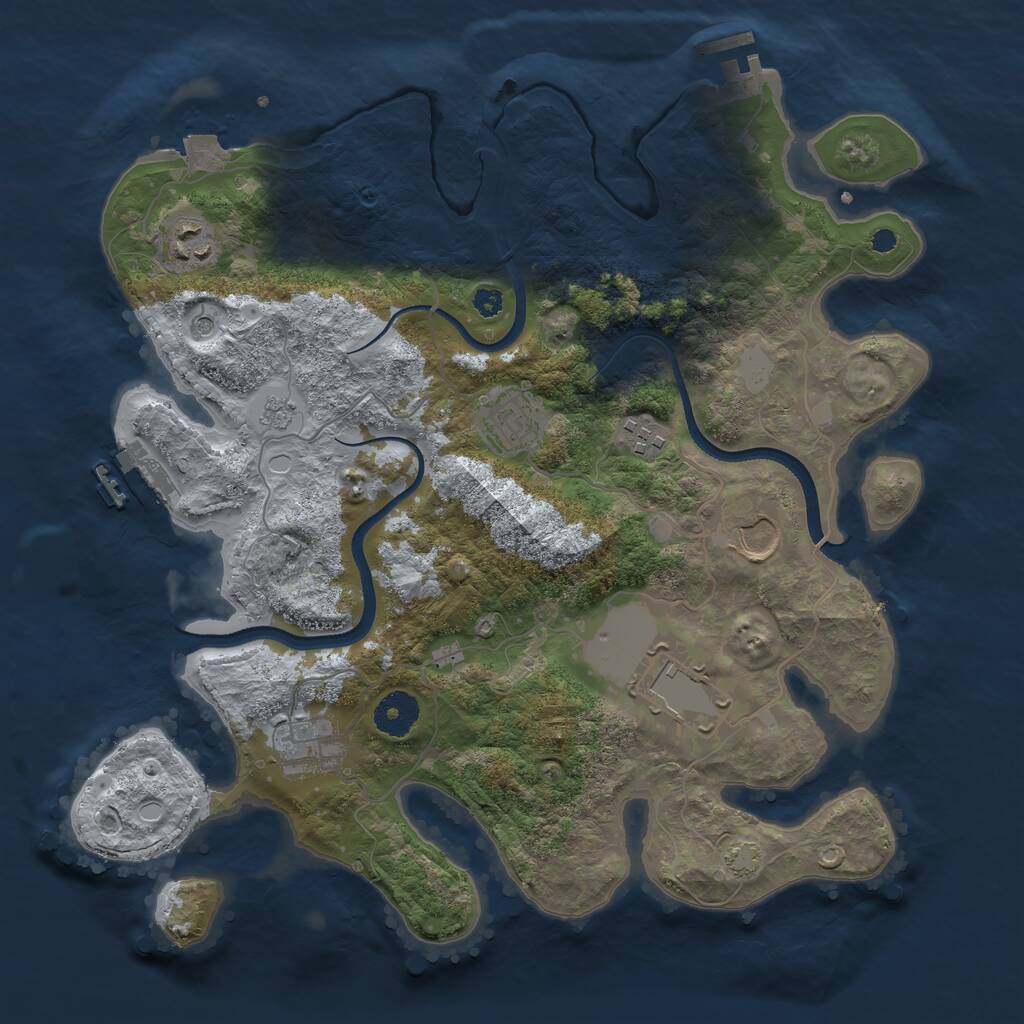 Rust Map: Procedural Map, Size: 3500, Seed: 29821, 12 Monuments