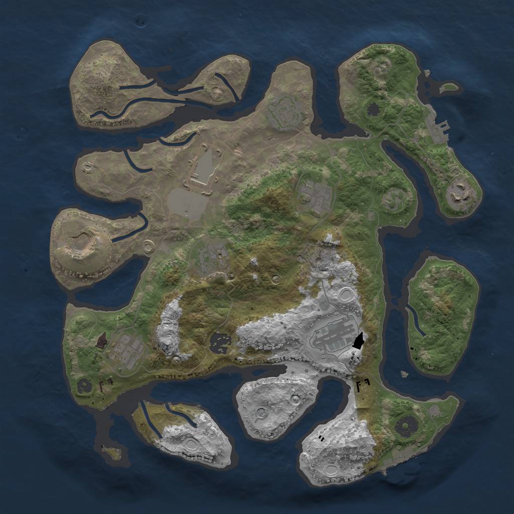 Rust Map: Procedural Map, Size: 3500, Seed: 17293875, 17 Monuments