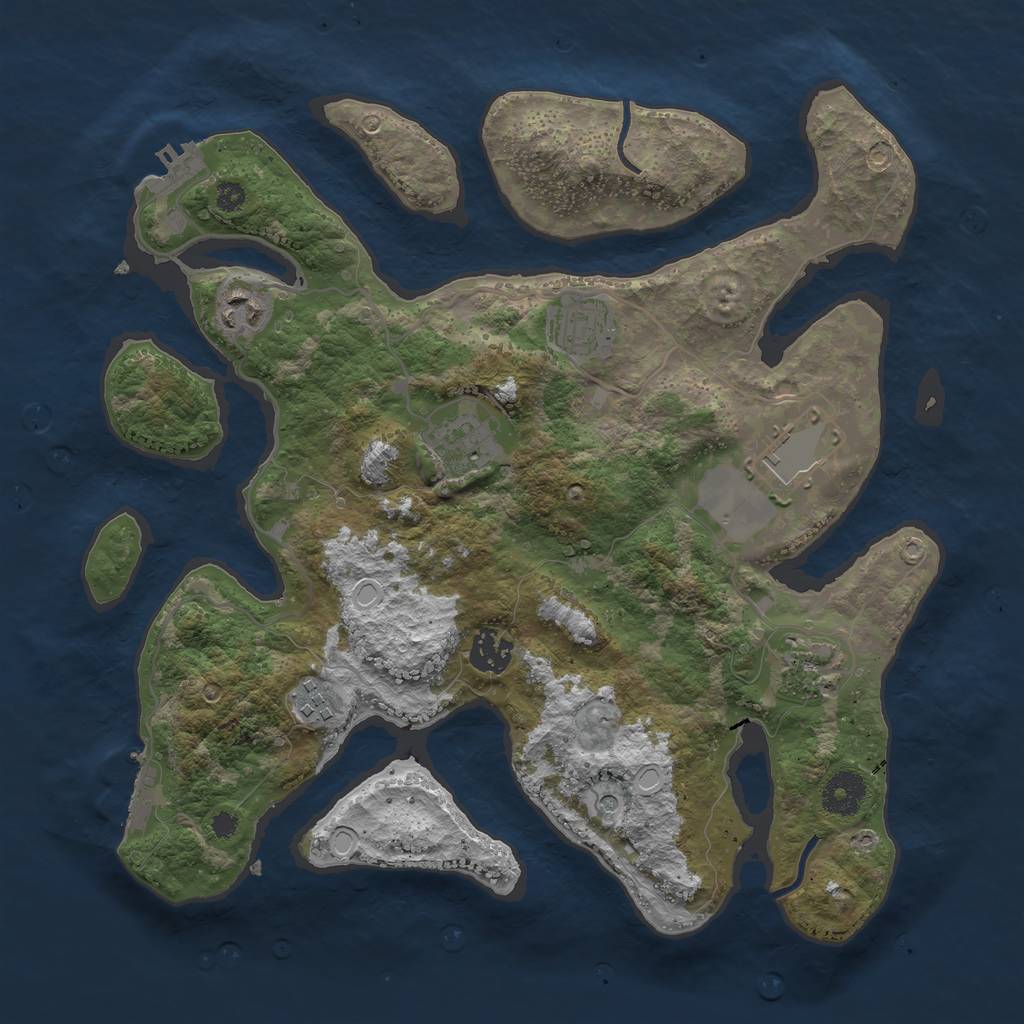 Rust Map: Procedural Map, Size: 3500, Seed: 1656801552, 15 Monuments