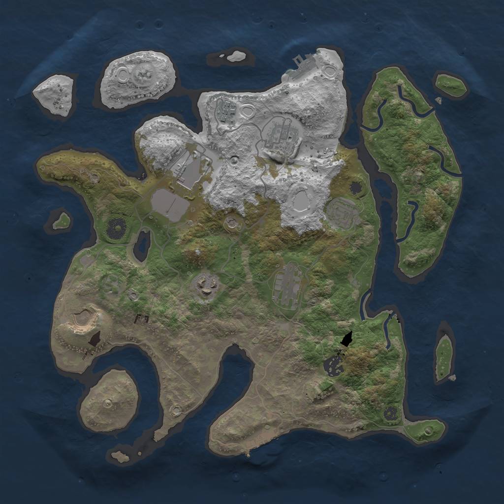 Rust Map: Procedural Map, Size: 3600, Seed: 1808032280, 16 Monuments