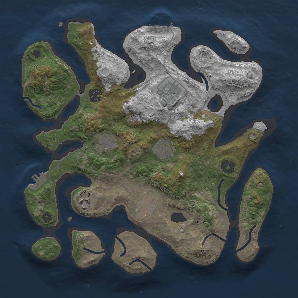 Rust Map: Procedural Map, Size: 3250, Seed: 1565335198, 14 Monuments