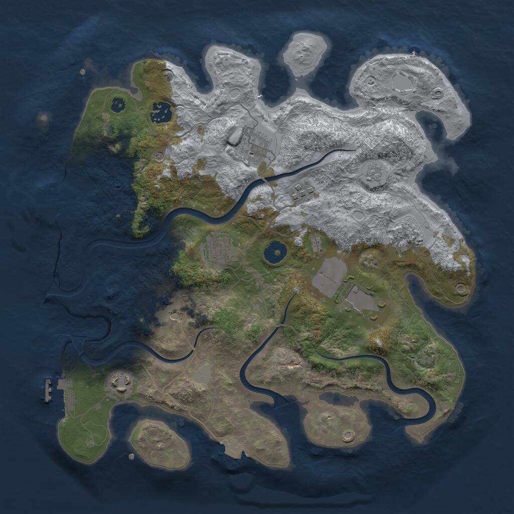 Rust Map: Procedural Map, Size: 3500, Seed: 2099547557, 14 Monuments