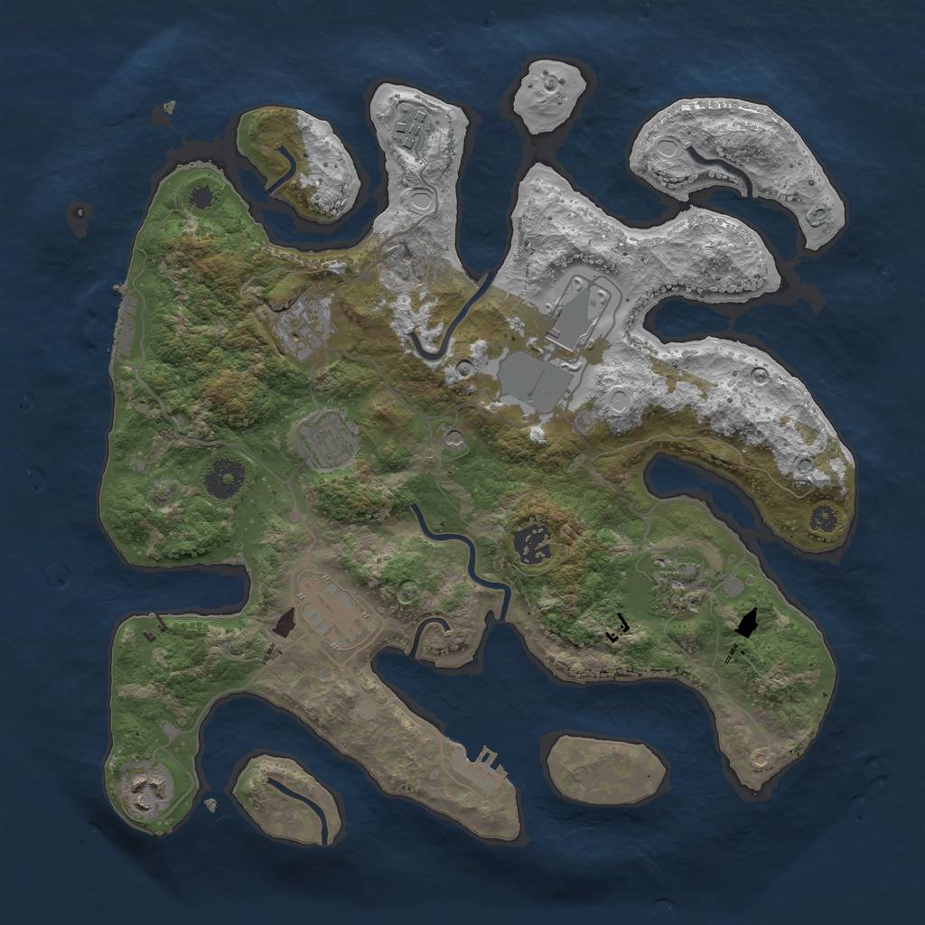 Rust Map: Procedural Map, Size: 3500, Seed: 2099547557, 16 Monuments