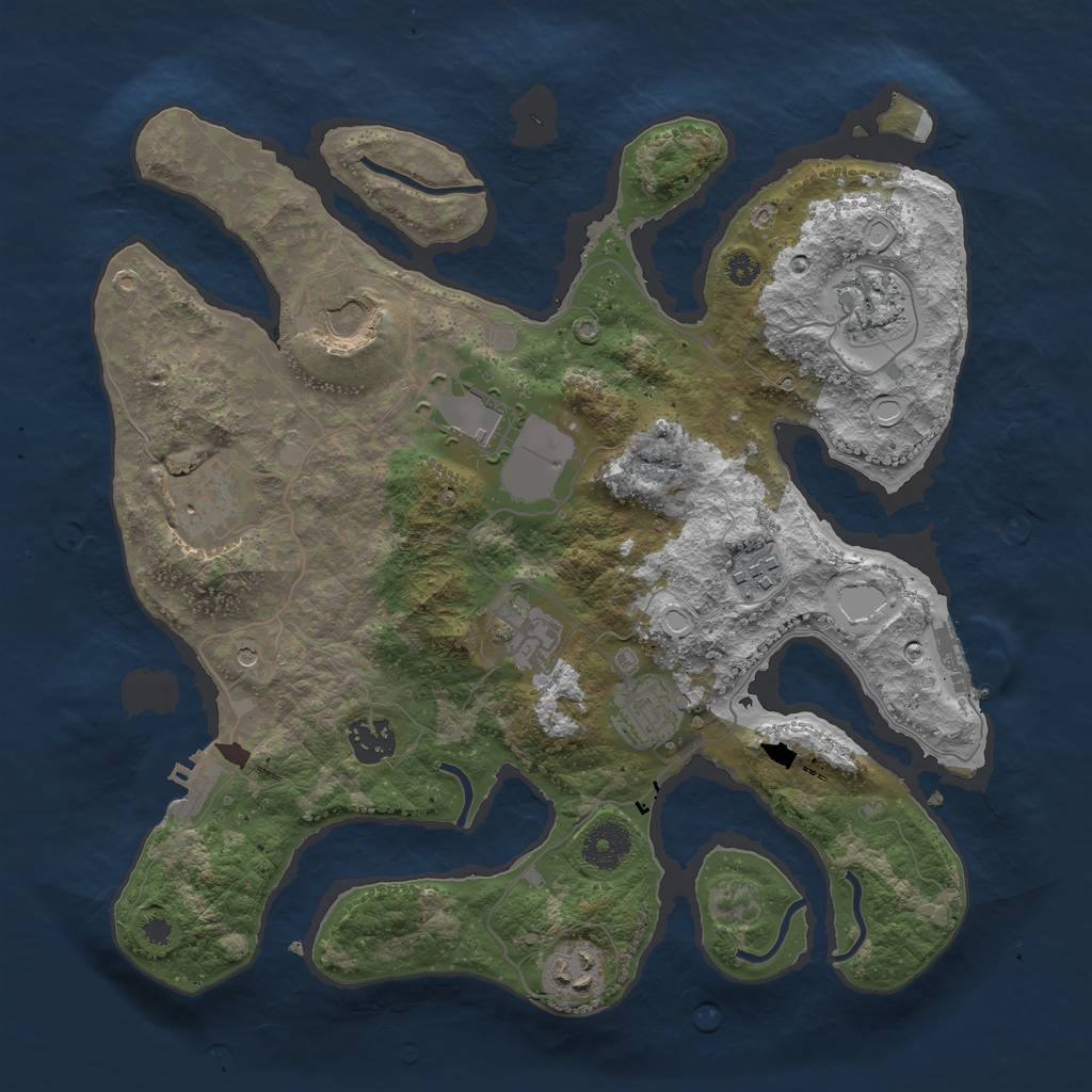 Rust Map: Procedural Map, Size: 3500, Seed: 9852495, 17 Monuments