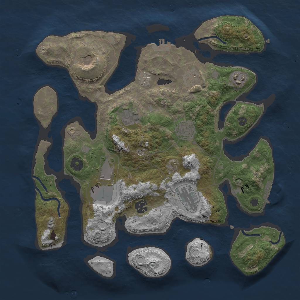 Rust Map: Procedural Map, Size: 3500, Seed: 54551661, 17 Monuments