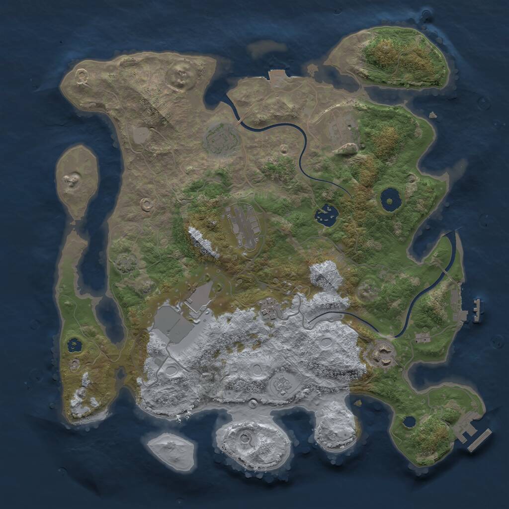 Rust Map: Procedural Map, Size: 3500, Seed: 54551661, 13 Monuments