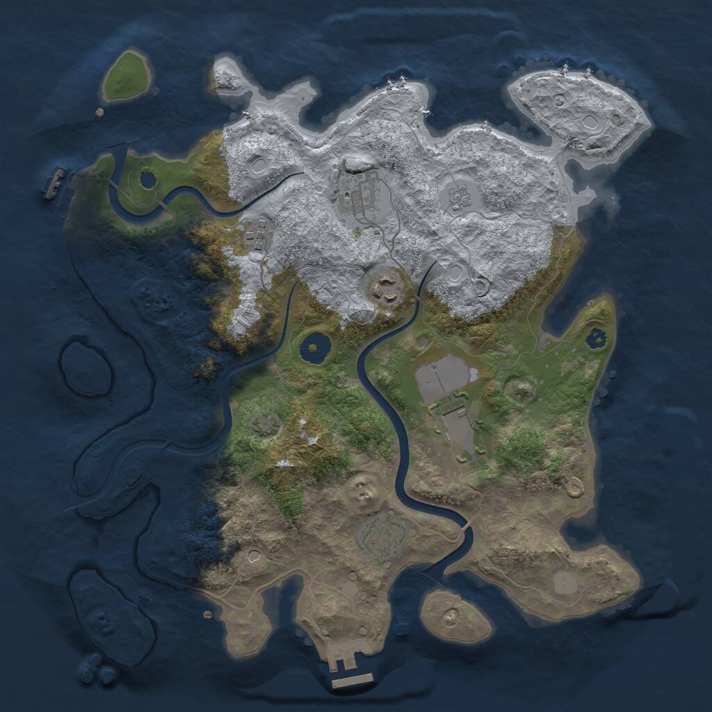 Rust Map: Procedural Map, Size: 3500, Seed: 762613598, 11 Monuments