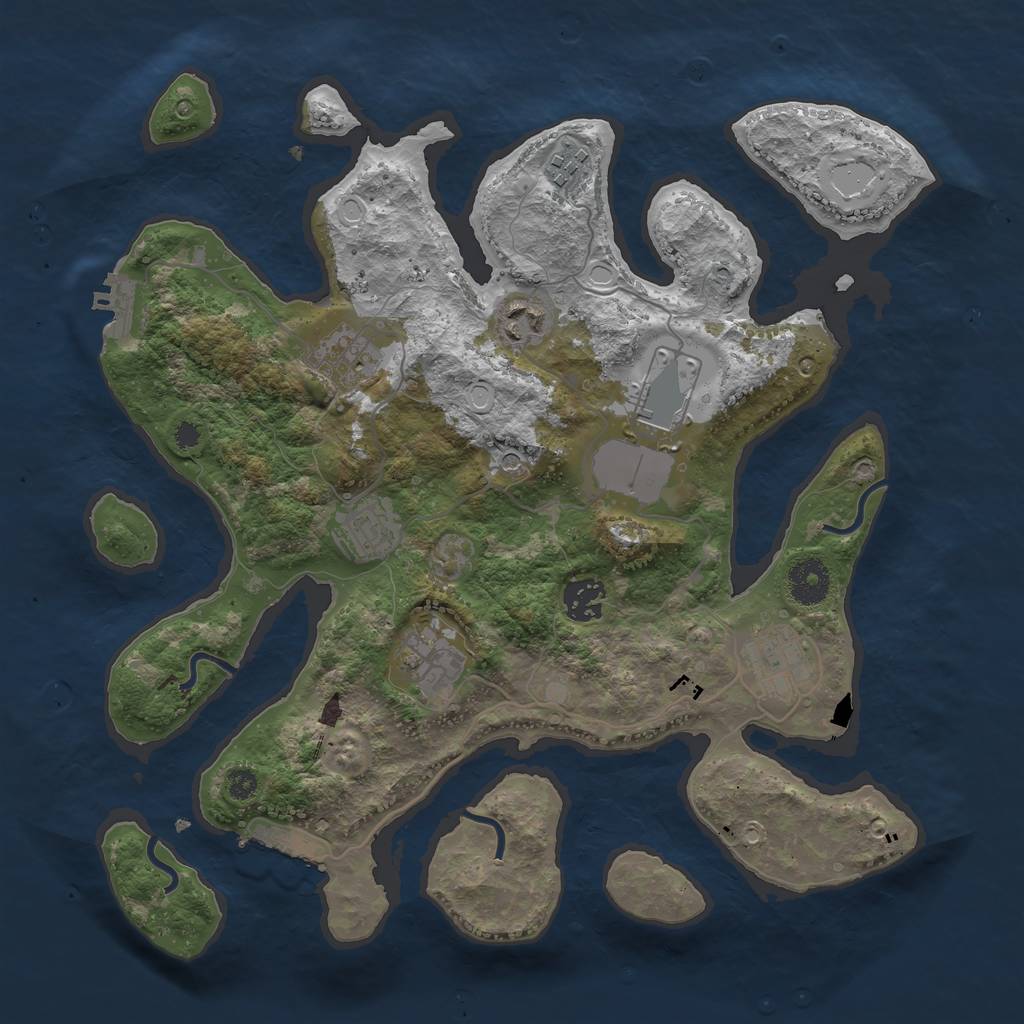 Rust Map: Procedural Map, Size: 3500, Seed: 762613598, 16 Monuments