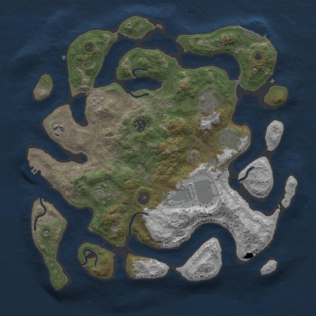 Rust Map: Procedural Map, Size: 3600, Seed: 1370230886, 15 Monuments