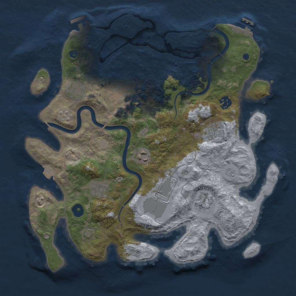 Rust Map: Procedural Map, Size: 3600, Seed: 1370230886, 15 Monuments