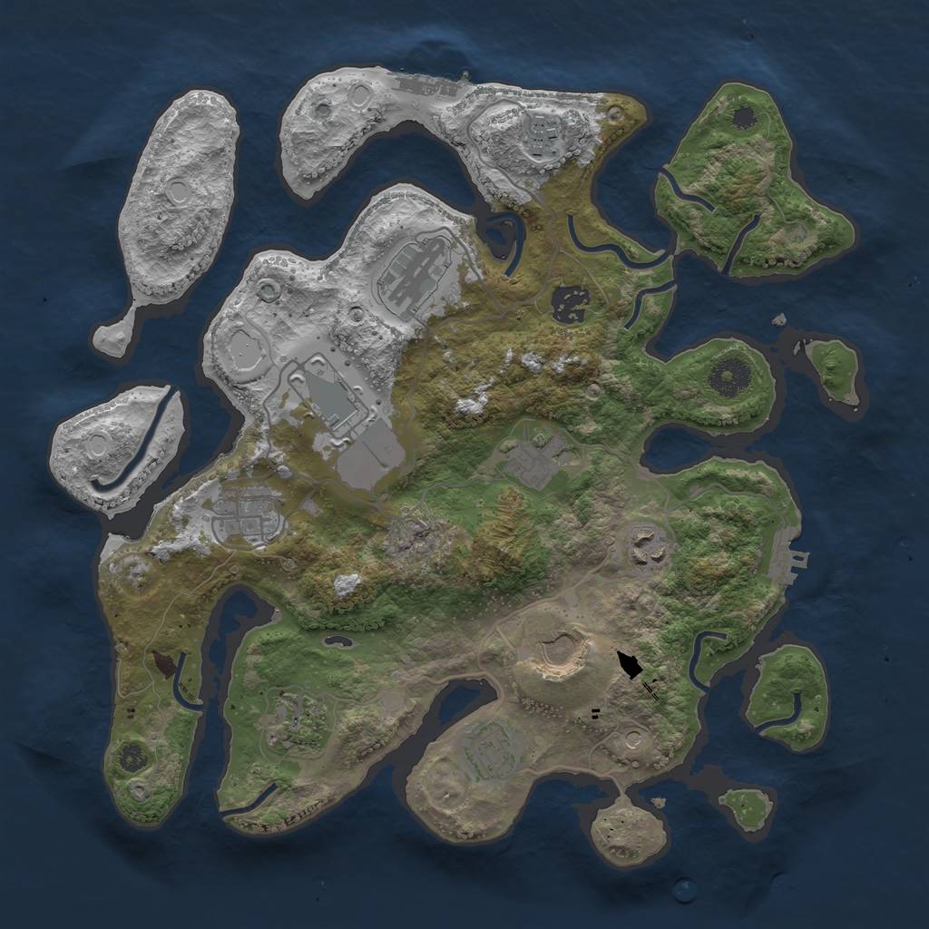 Rust Map: Procedural Map, Size: 3500, Seed: 65799, 18 Monuments