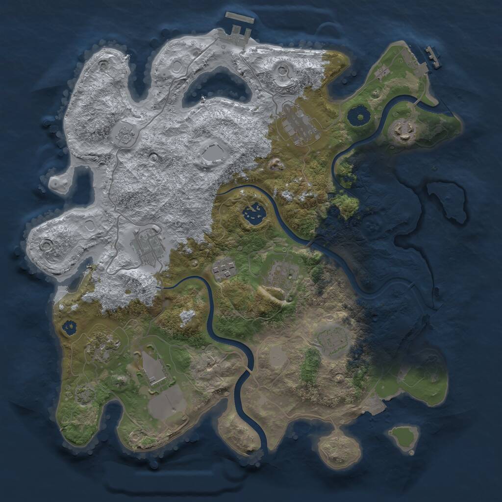 Rust Map: Procedural Map, Size: 3500, Seed: 65799, 15 Monuments