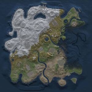 Thumbnail Rust Map: Procedural Map, Size: 3500, Seed: 65799, 15 Monuments