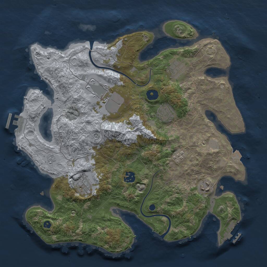 Rust Map: Procedural Map, Size: 3500, Seed: 9629, 13 Monuments