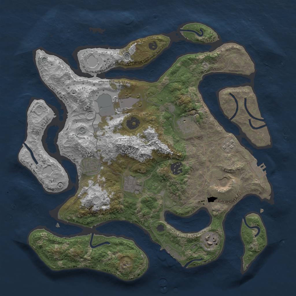 Rust Map: Procedural Map, Size: 3500, Seed: 9629, 16 Monuments