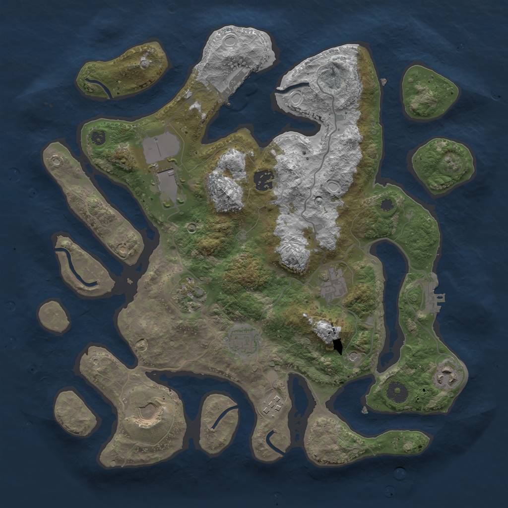 Rust Map: Procedural Map, Size: 3600, Seed: 493634388, 16 Monuments