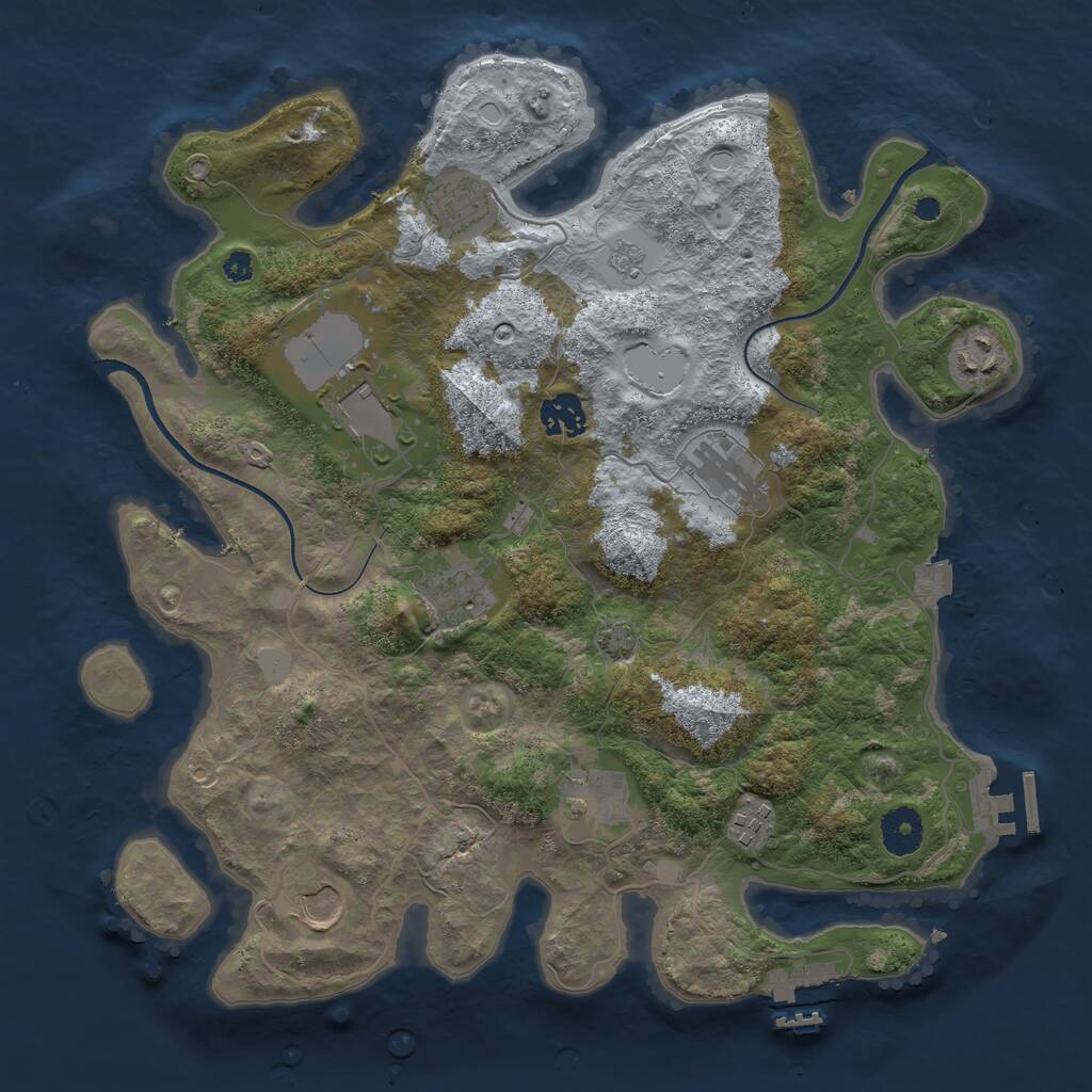 Rust Map: Procedural Map, Size: 3600, Seed: 493634388, 14 Monuments