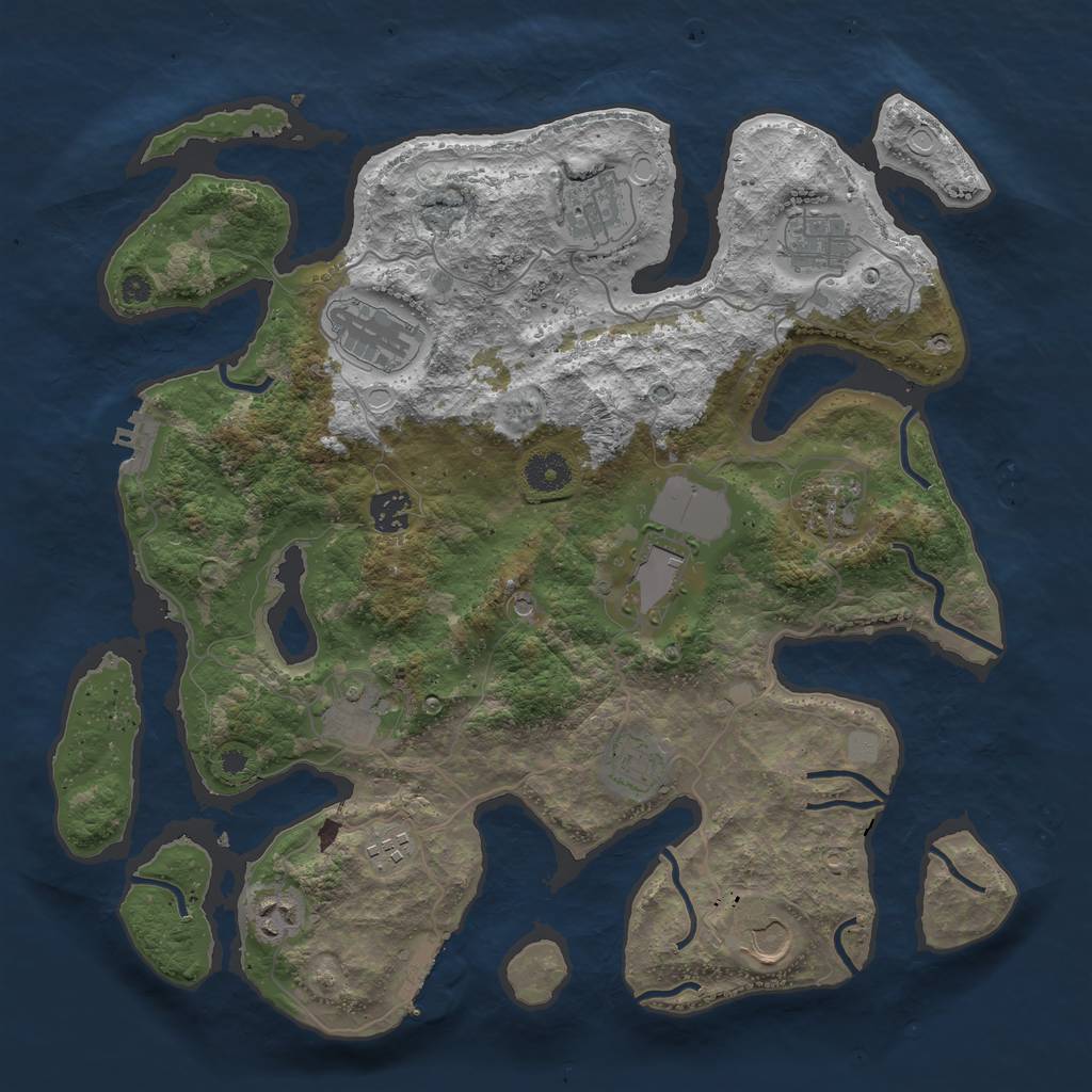 Rust Map: Procedural Map, Size: 3809, Seed: 103, 19 Monuments