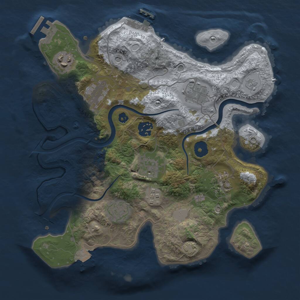 Rust Map: Procedural Map, Size: 3000, Seed: 1443927373, 14 Monuments