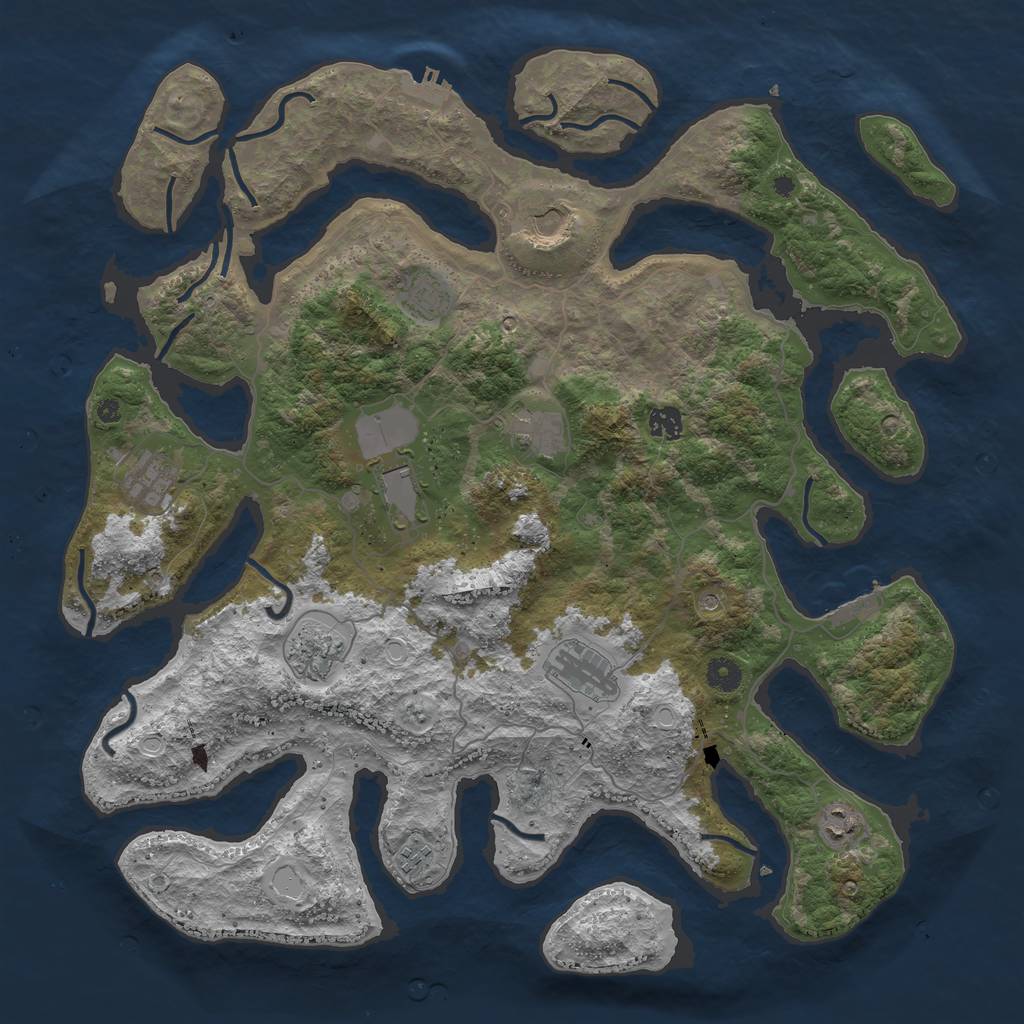 Rust Map: Procedural Map, Size: 4400, Seed: 4400, 18 Monuments