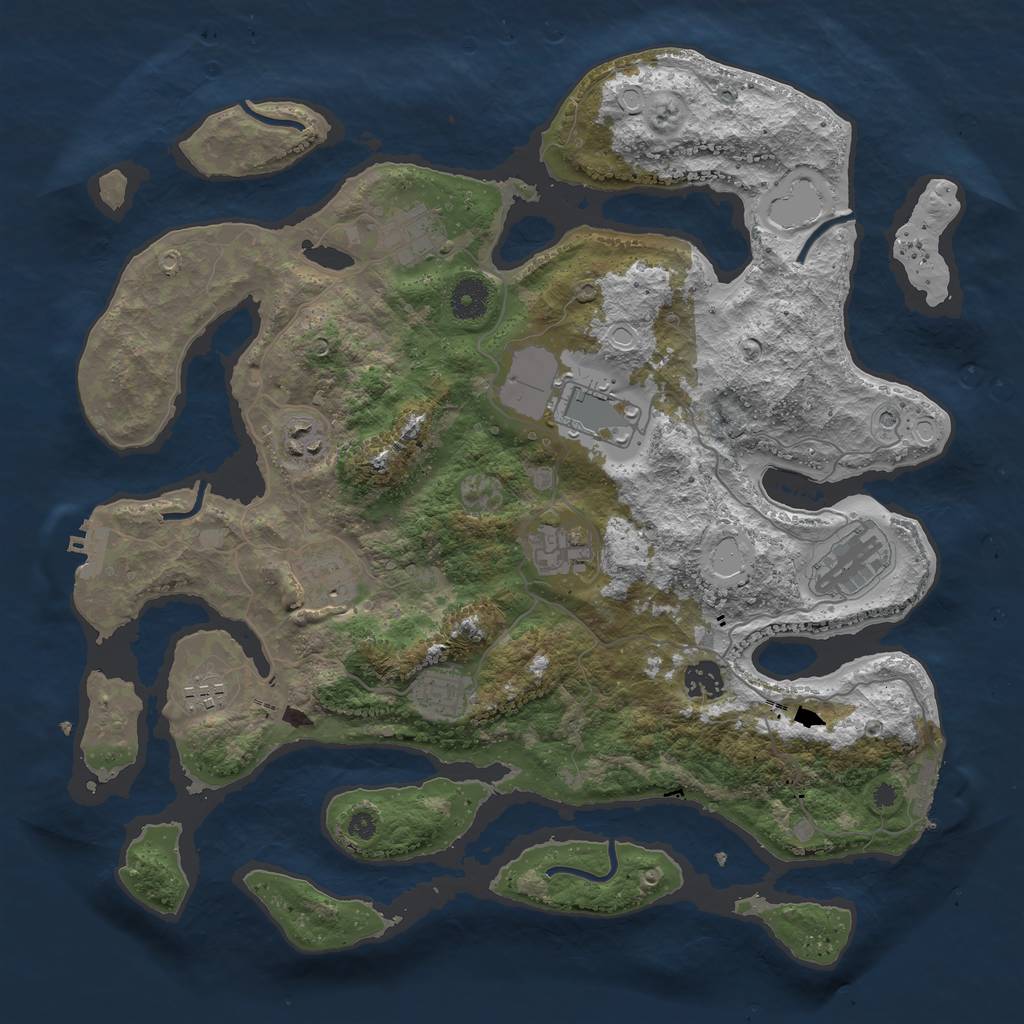 Rust Map: Procedural Map, Size: 3850, Seed: 195602449, 17 Monuments