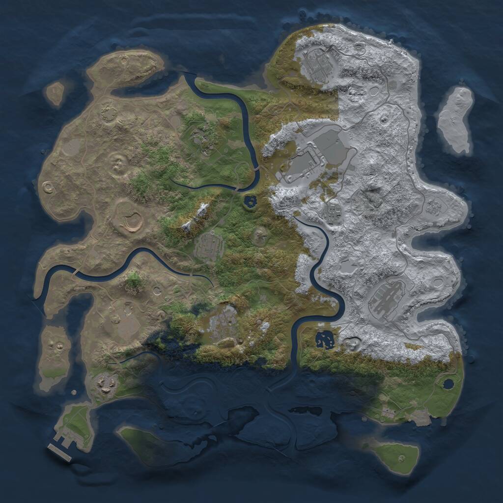 Rust Map: Procedural Map, Size: 3850, Seed: 195602449, 16 Monuments