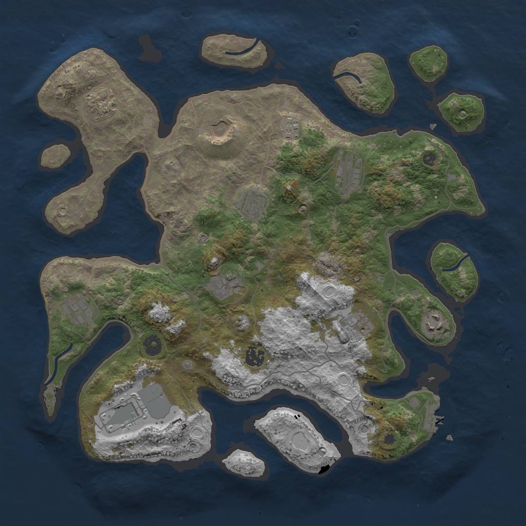 Rust Map: Procedural Map, Size: 4000, Seed: 576161, 18 Monuments